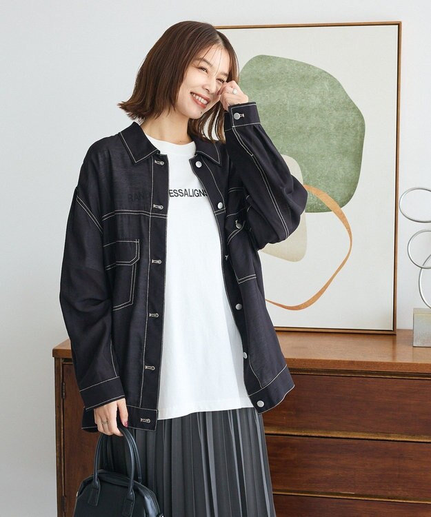 Green Parks ・ＥＬＥＮＣＡＲＥ　ＤＵＥ　カラーステッチシアーＧジャン Black