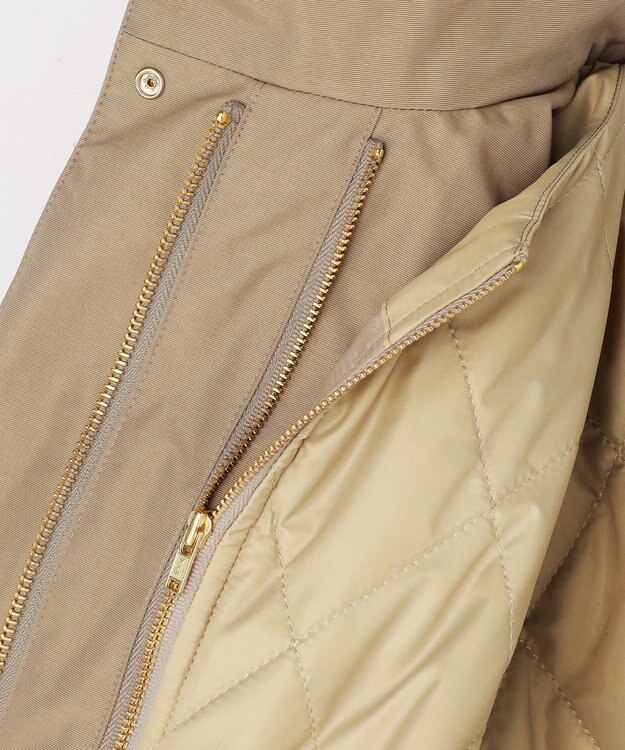 J.PRESS LADIES 【2way】スパンライクナイロンタッサー フーデッド コート キャメル系