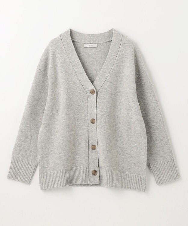 ANY 【洗濯機可】ラムウールVネック カーディガン グレー