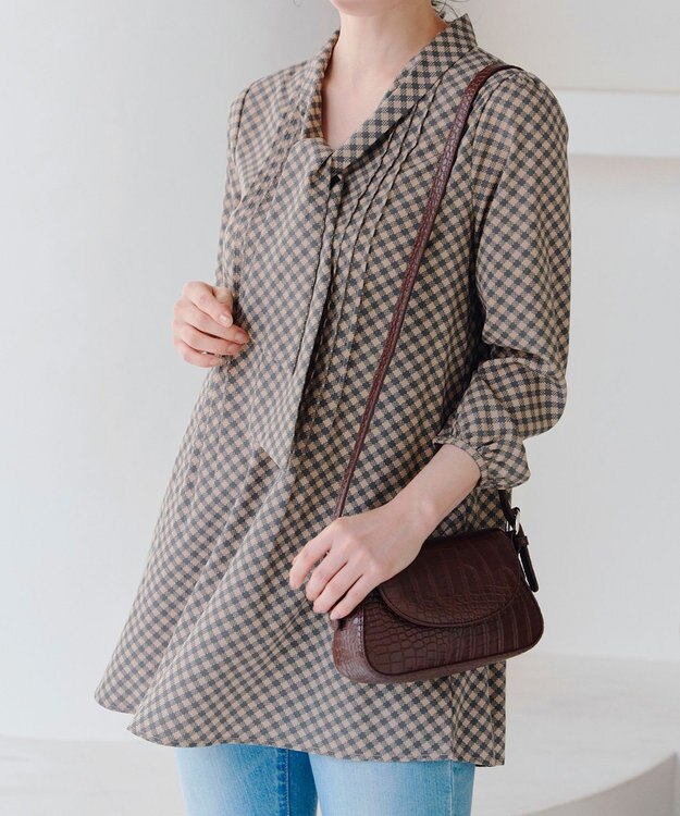 Tiaclasse L 【洗える】ボウタイチュニック ベージュ