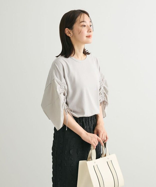 Green Parks ・ＥＬＥＮＣＡＲＥ　ＤＵＥ　ギャザースリーブＴＥＥ Gray