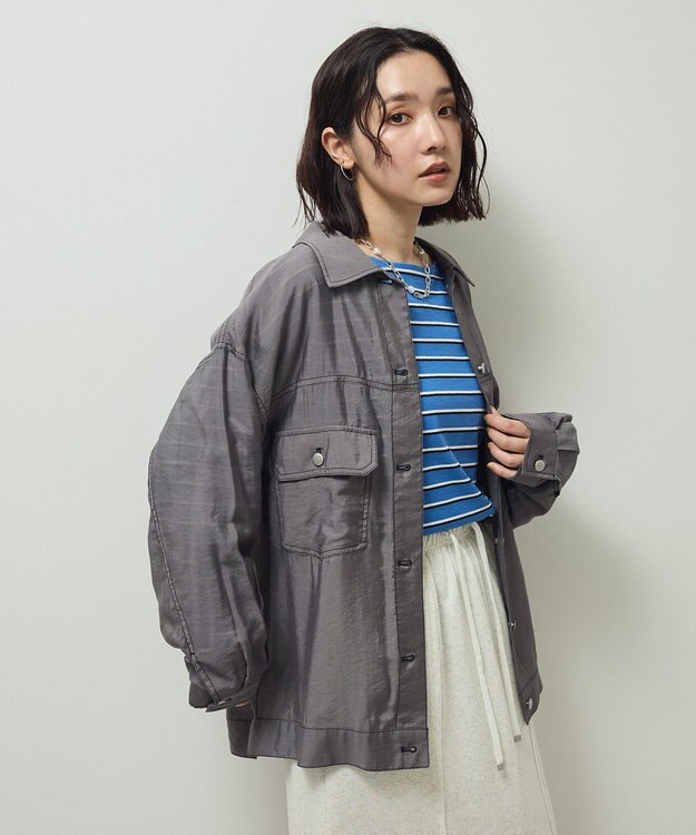Green Parks ・ＥＬＥＮＣＡＲＥ　ＤＵＥ　カラーステッチシアーＧジャン Charcoal Gray