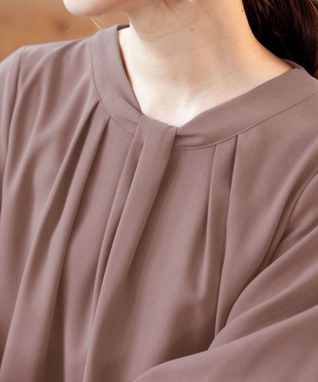 Tiaclasse L 【洗える】ボウタイ風チュニック ピンク