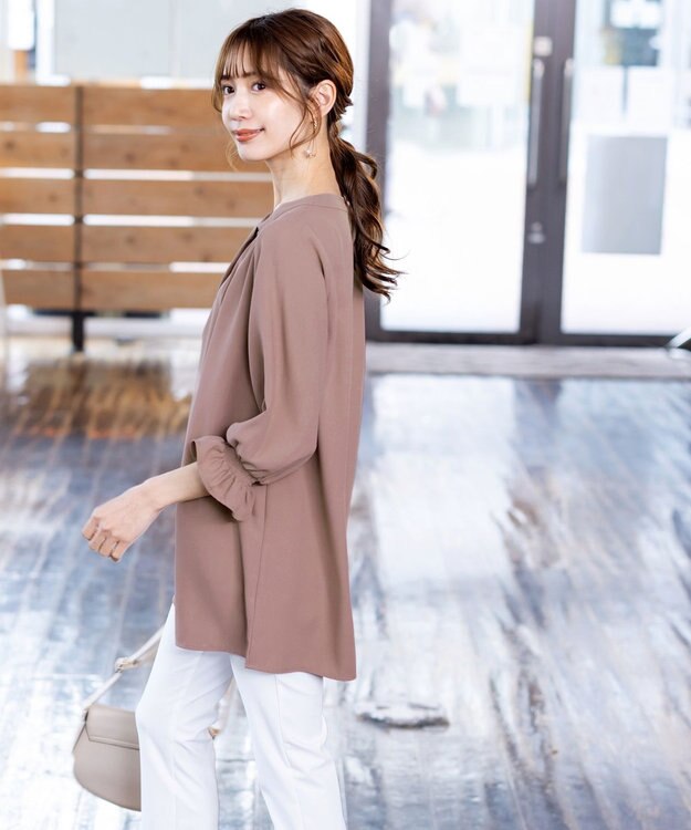 Tiaclasse L 【洗える】ボウタイ風チュニック ピンク