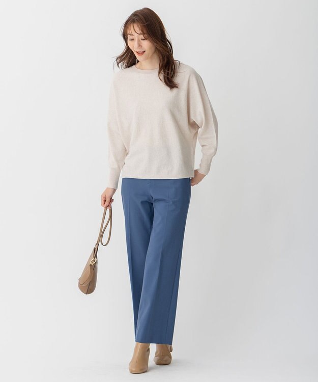 自由区 【洗える】ソフトウールハイゲージ ドルマンスリーブニット ベージュ系