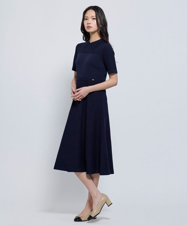 TOCCA 【WEB限定】HONEYCOMB MESH KNIT ニットドレス ネイビー系