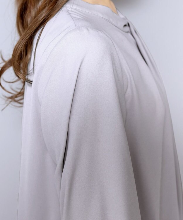 Tiaclasse L 【洗える】ボウタイ風チュニック グレー