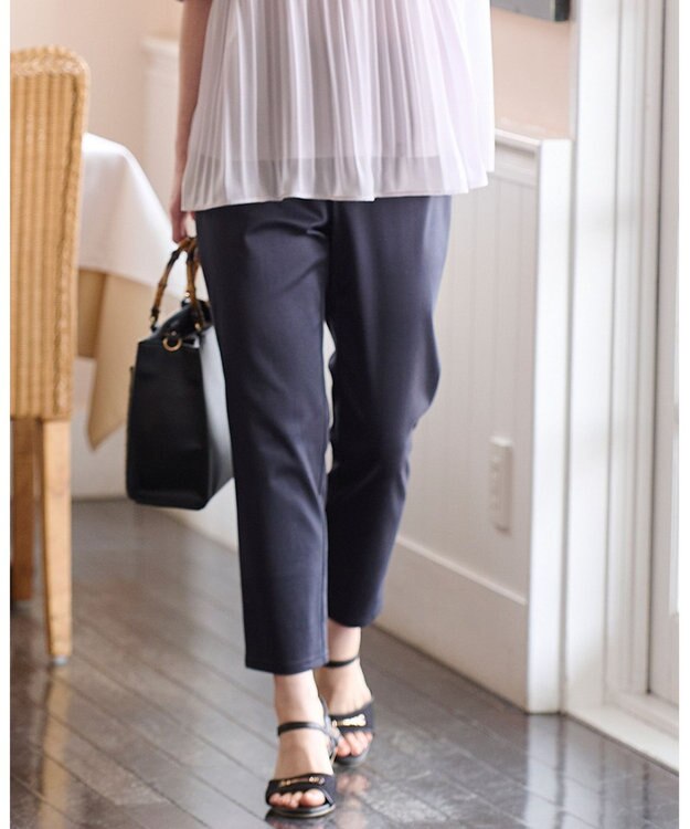 ANY SIS 【撥水】サテンストレッチビューティ パンツ ネイビー