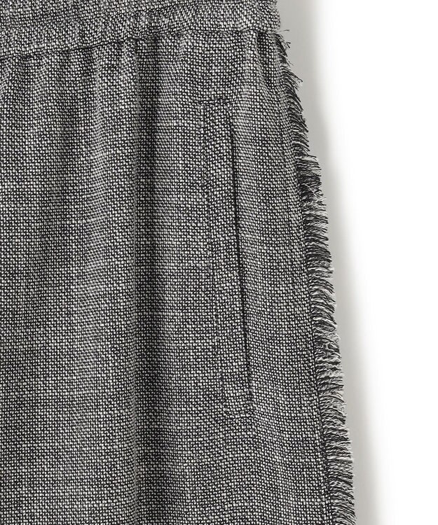 ICB 【洗える】 ライトスラブツイード ワイドパンツ ブラック×オフホワイト系