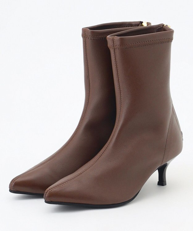 自由区 ストレッチショート ブーツ ダークブラウン系