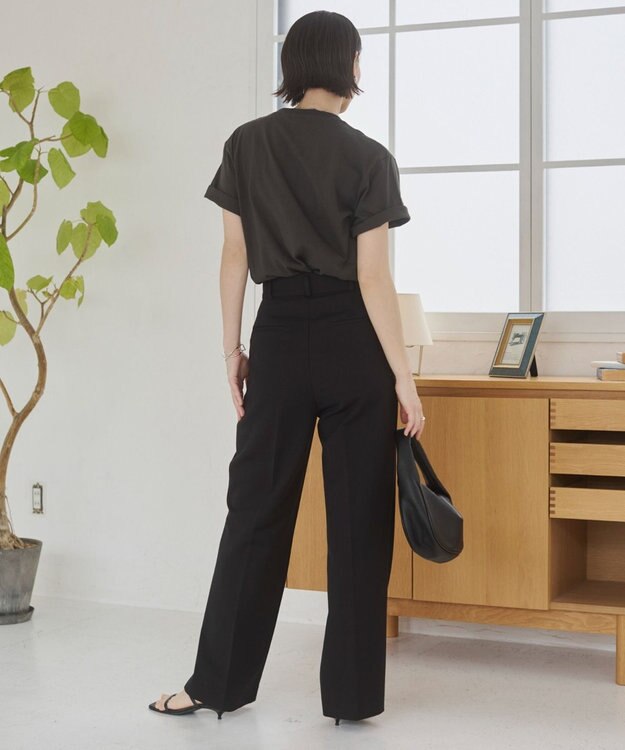 WEGO 【ANGIE VINTAGE/SMLサイズ展開】タックストレートスラックス ブラック