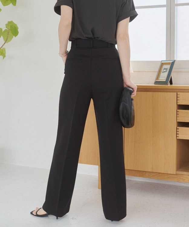 WEGO 【ANGIE VINTAGE/SMLサイズ展開】タックストレートスラックス ブラック