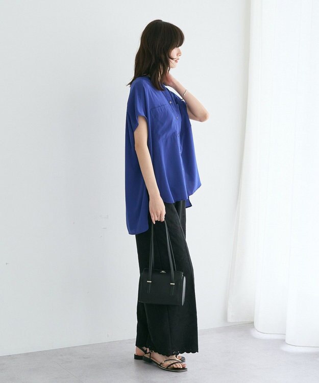 YECCA VECCA 【セットアップ可能】ポケットスキッパーシャツ Blue