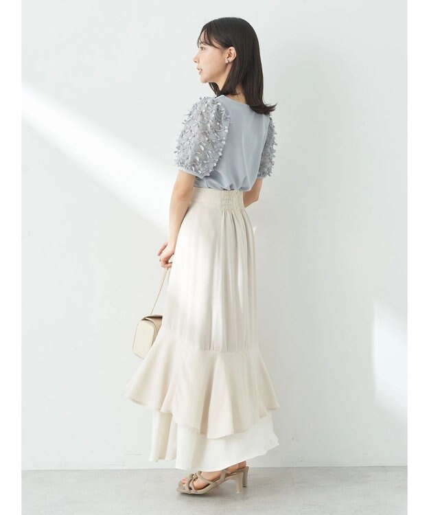 earth music&ecology リボンスリーブプルオーバー Grayish Blue