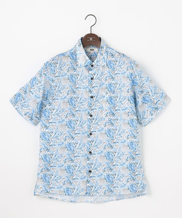 JOSEPH ABBOUD 【清涼・JAPANファブリック】パナマボイルリゾートプリントシャツ サックスブルー系6