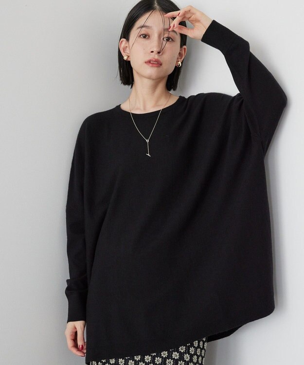 AMERICAN HOLIC バイパチポンチョライクＢＩＧニットプルオーバー Black