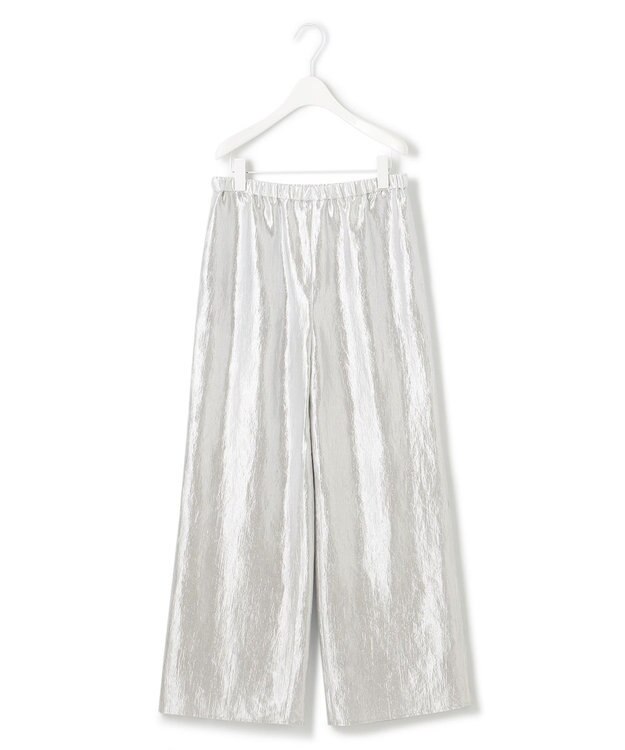 ICB 【洗える】 ブライトカールマイヤー ワイドストレートパンツ シルバー系