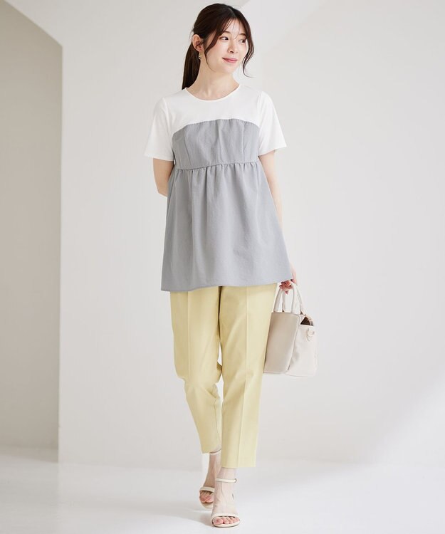 ANY SIS ビスチェドッキング風 カットソー ライトグレー