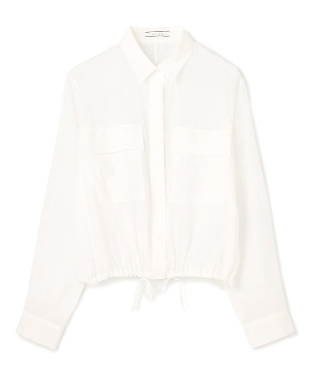 BEIGE， 【洗える・Precious 6月号掲載】PAULINE / ビックポケットドロストリネンブラウス White