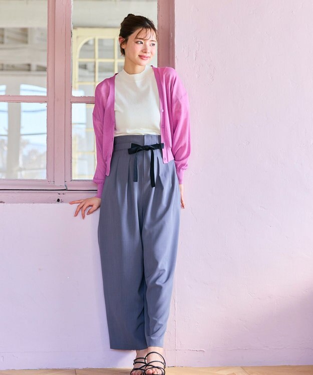 Feroux シャイニーハーフスリーブ ニット ホワイト系