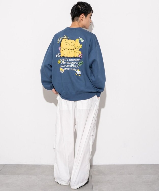 WEGO 【ユニセックス着用ITEM/MLサイズ展開/裏起毛】別注BENDAVISプランプロゴプルオーバー Dブルー