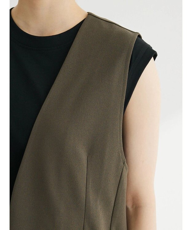 Green Parks 着流しカットジョーゼットジレ Khaki