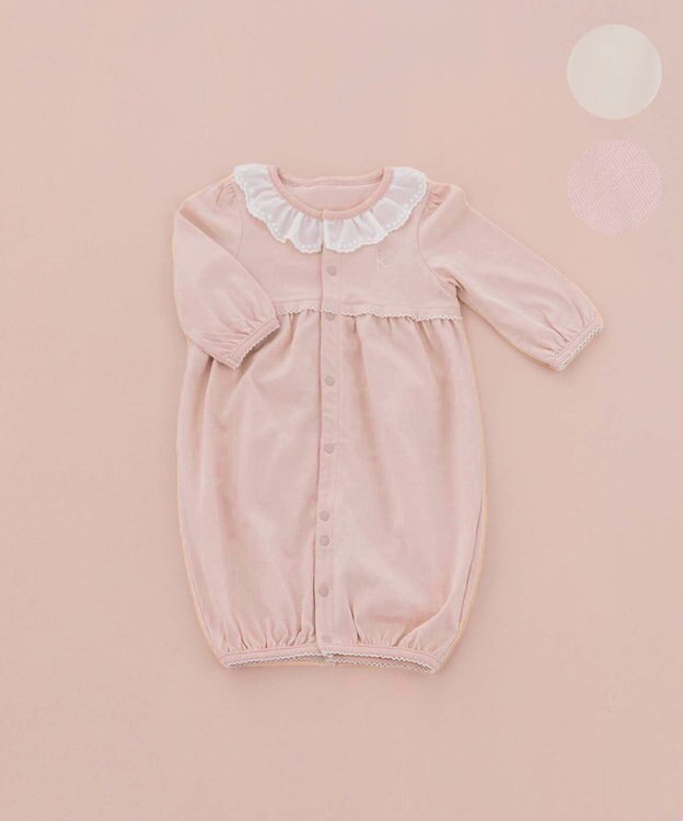 組曲 KIDS 【70㎝】エンブロイダリー ロンパース ピンク系