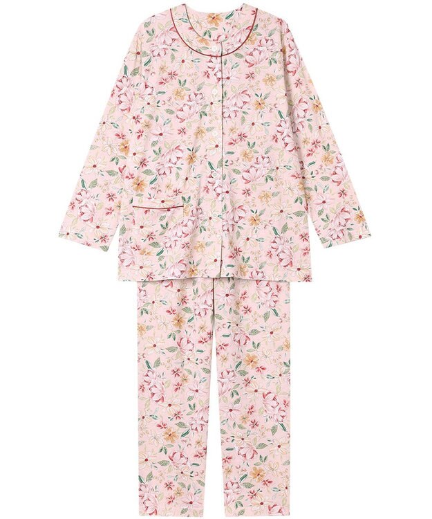 Wing パジャマ 長袖 長ズボン 綿100%(本体) 天竺素材 レディース EP8071 ウイング／ワコール ピンク