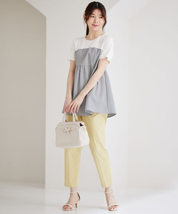 ANY SIS ビスチェドッキング風 カットソー ライトグレー