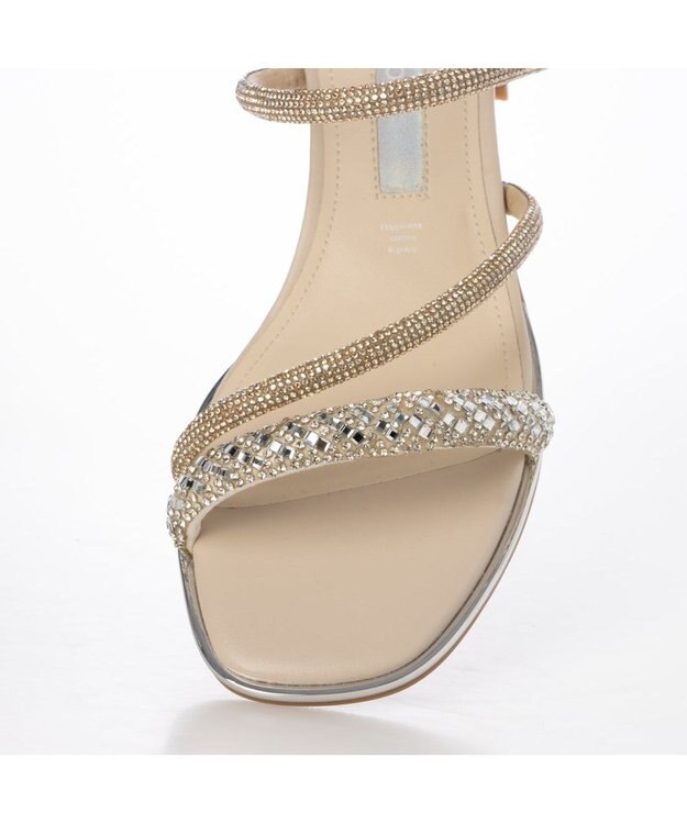 MODE ET JACOMO <MODE ET JACOMO>ラインストーンストラップミュールサンダル アイボリーメタリック