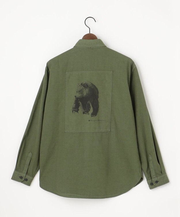 JOSEPH ABBOUD MOUNTAIN 【テーム・ヤルヴィコラボ・サスティナブル】コットンテンセルツイルバックプリント シャツ カーキ系