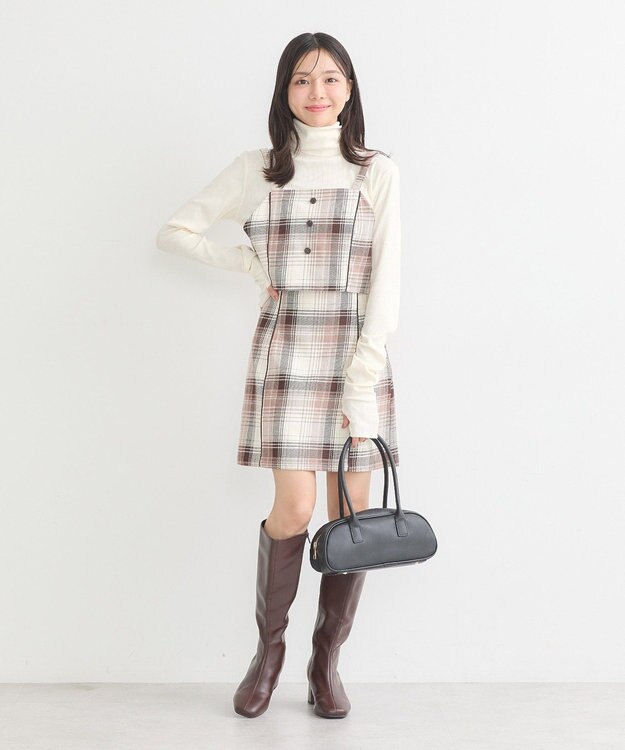 earth music&ecology コットンツイルチェックビスチェ Brown