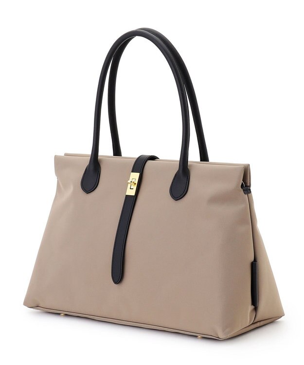 23区 VIOLAd'ORO ベルトデザイン ナイロン トートバッグ (Lサイズ) ベージュ系