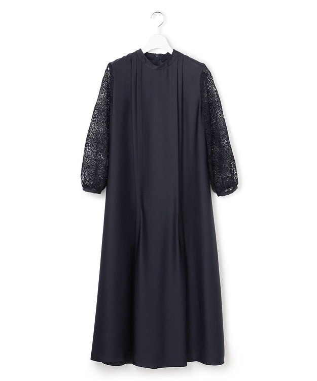 23区 S 【APPLAUDIR】ノーブルサテン リボンブーケレースコンビ ドレス ネイビー系