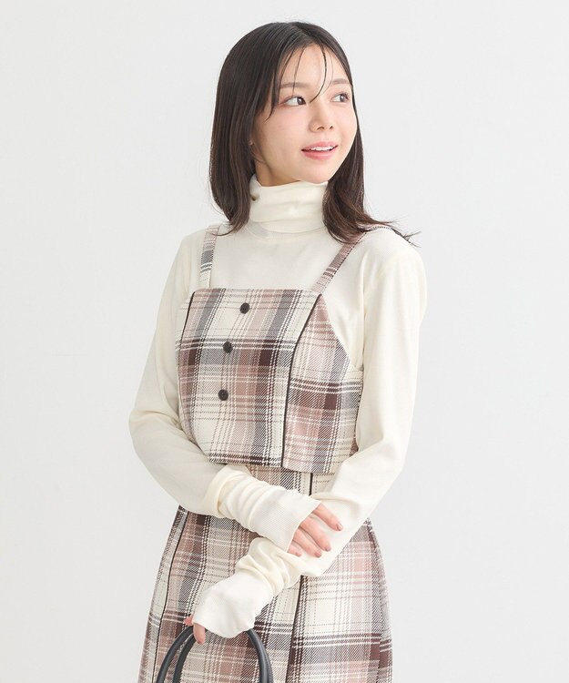 earth music&ecology コットンツイルチェックビスチェ Brown