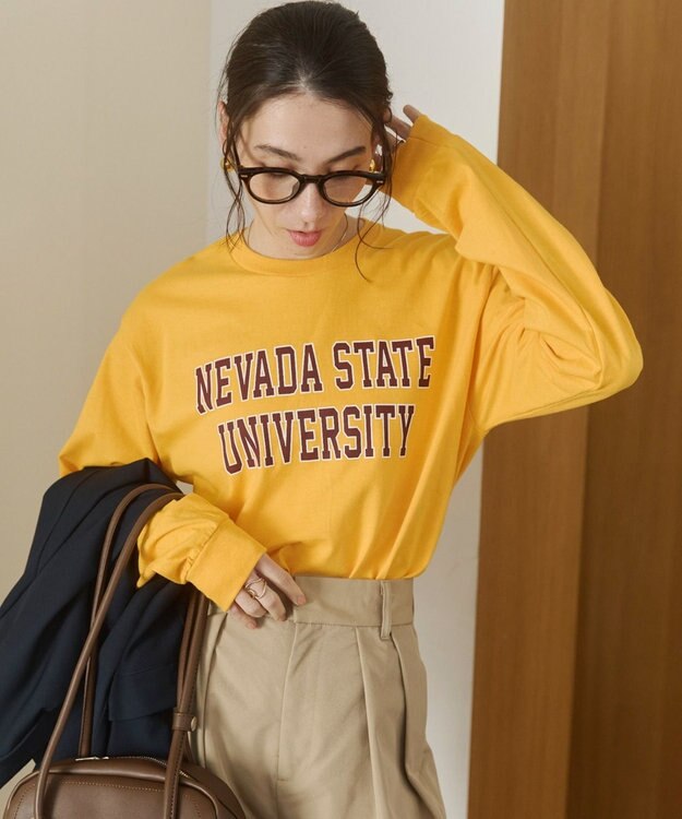 WEGO 【ANGIE VINTAGE】GILDAN カレッジロゴ オーバーサイズ プリント ロンT 柄27