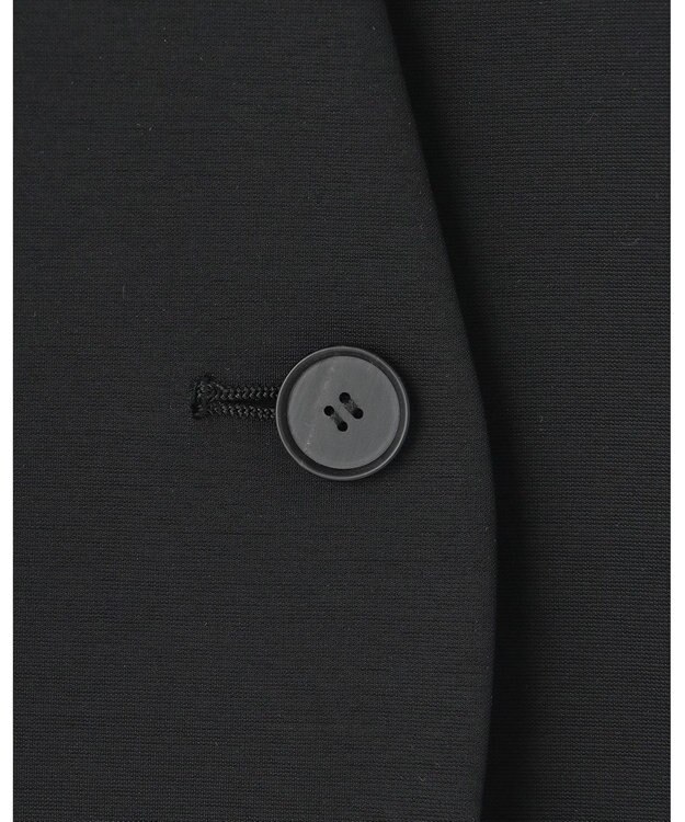 ICB 【洗える】コットンコンプレッシャー ノーカラージャケット ブラック系