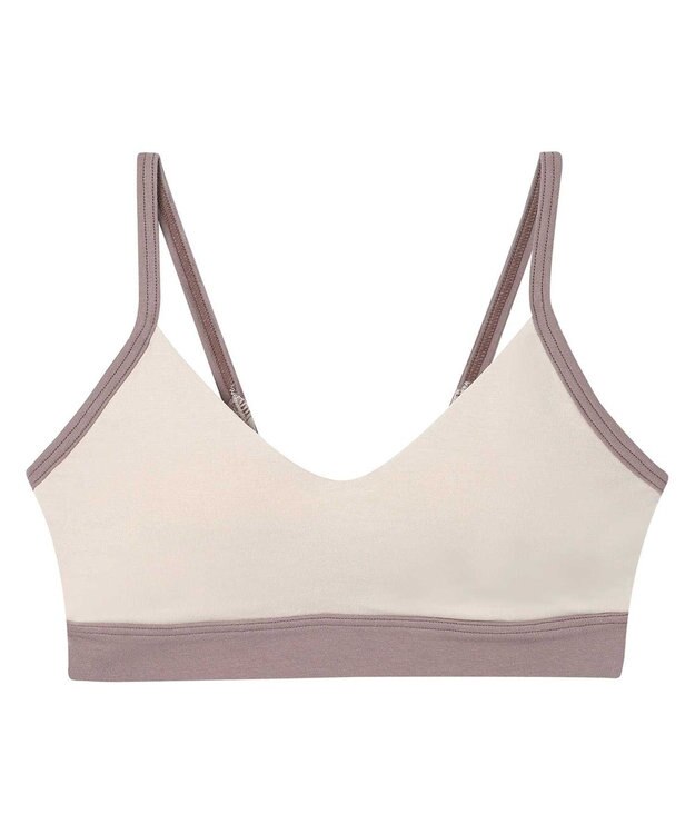 une nana cool 綿ベア天竺 カラーブロッキング ノンワイヤーブラジャー ナチュラル