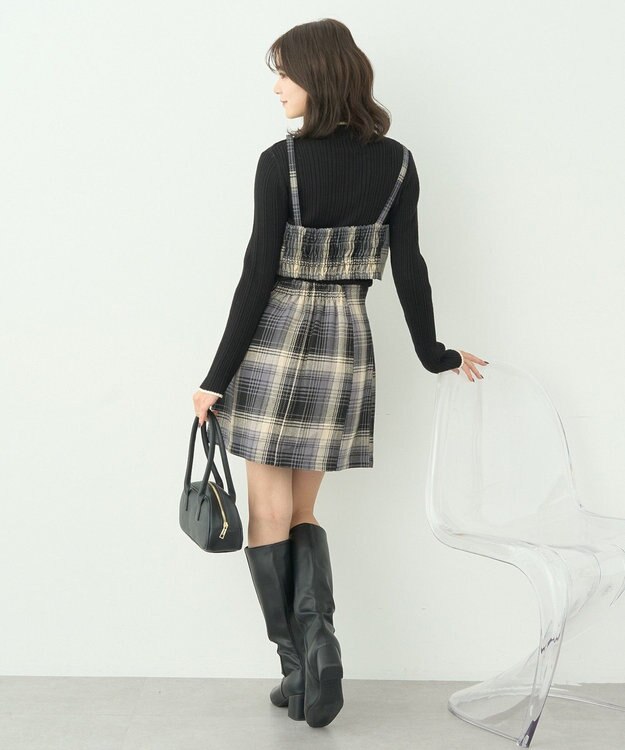 earth music&ecology コットンツイルチェックビスチェ Black