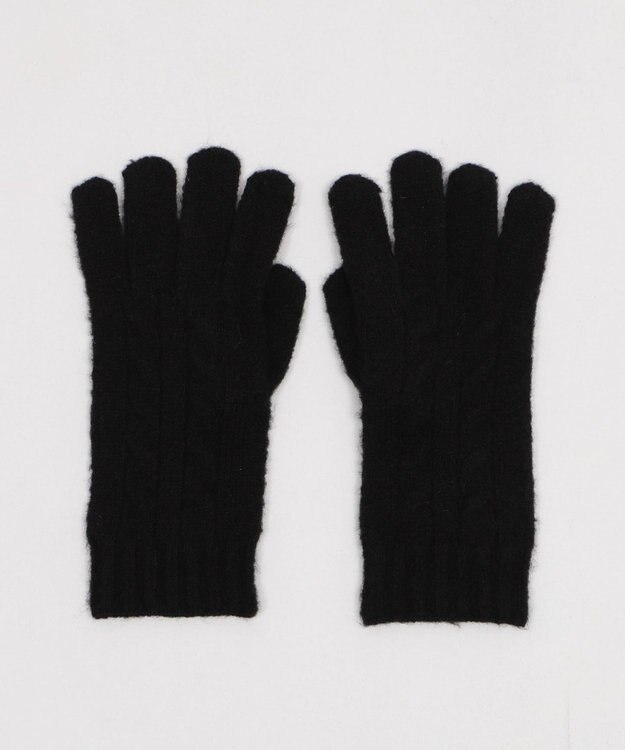 WEGO 【スマホ対応】ケーブル編みニットグローブ ブラック