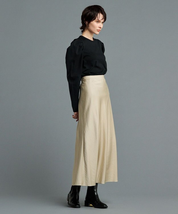 uncrave 【洗える】サテン フレアスカート（uncrave STANDARD） ベージュ