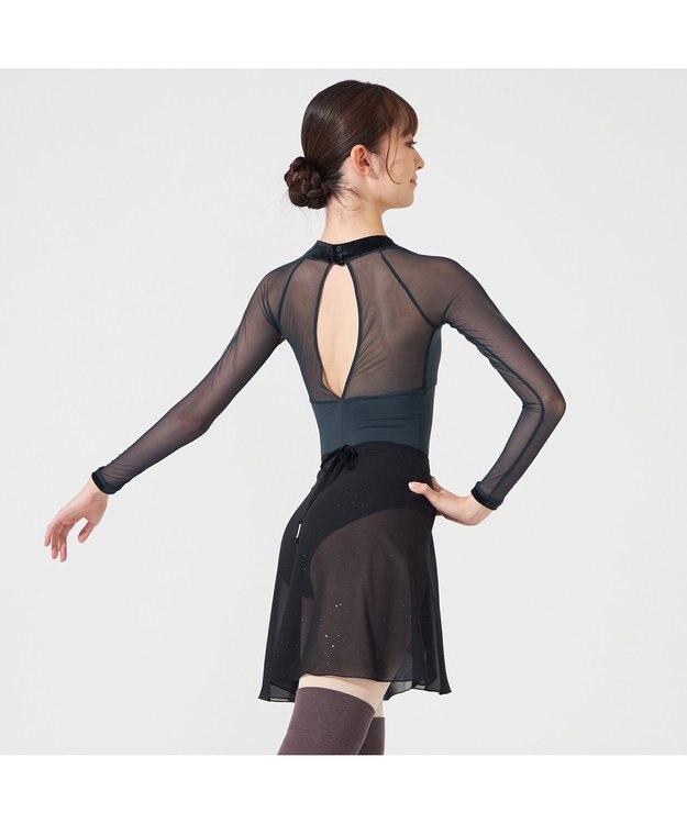 Chacott ◎【Nela ライン】ロングスリーブレオタード ボトルグリーン