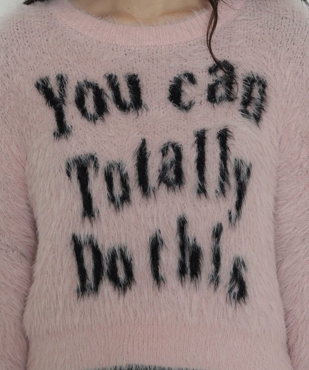 WEGO ロゴシャギーショートニット ピンク