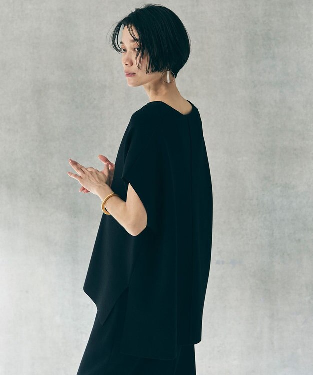 UNFILO L 【WEB限定カラー】スゴ機能美ニット キーネック ジレ ブラック