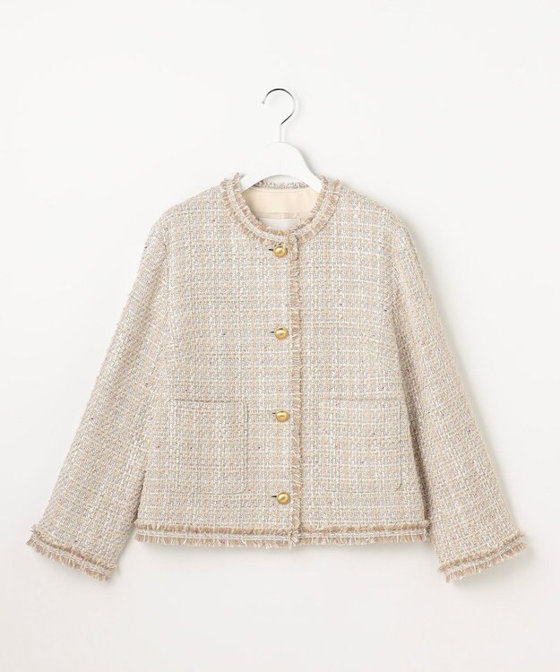 ファンシーノットツイードノーカラー ジャケット / 自由区