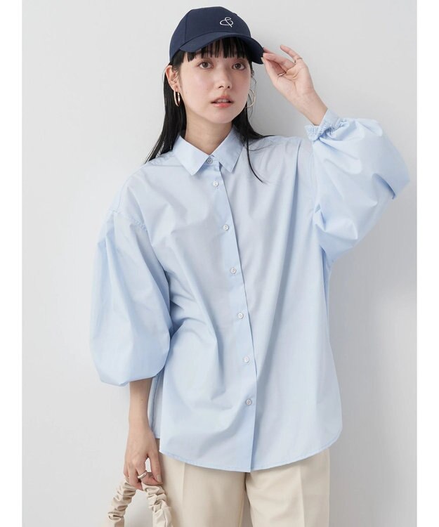 earth music&ecology 袖タックブラウス Sax