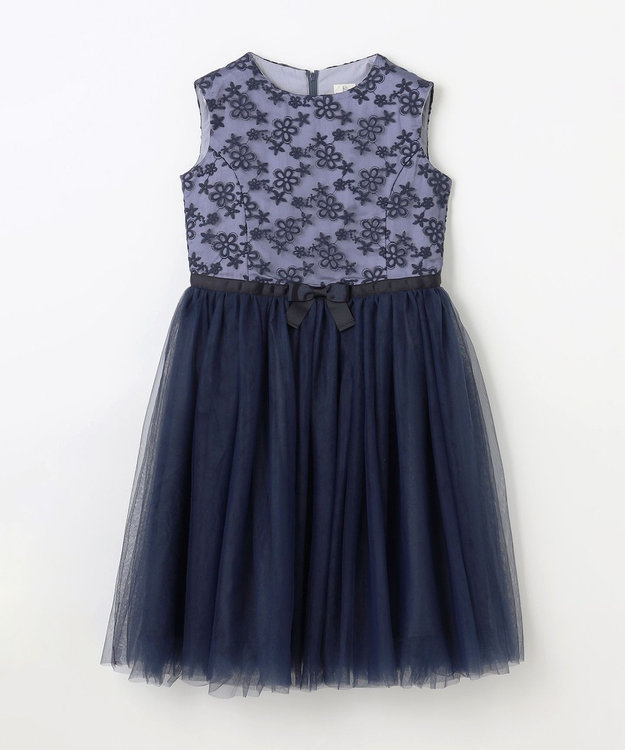 組曲 KIDS 【150-160㎝】ブルーミングフラワー ドレス ネイビー