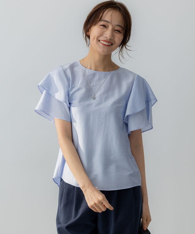 組曲 S カールマイヤーフリル ブラウス サックスブルー系1