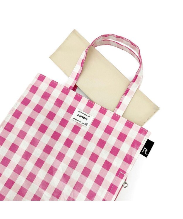 ROOTOTE 1028【ラミネート加工A4収納】SN.アーキャトル.ラミネート-Q 02：チェック・ピンク