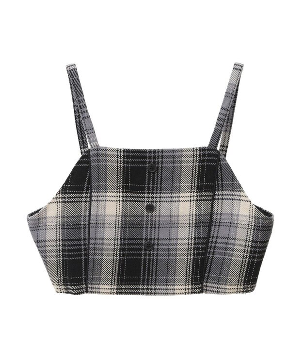 earth music&ecology コットンツイルチェックビスチェ Black